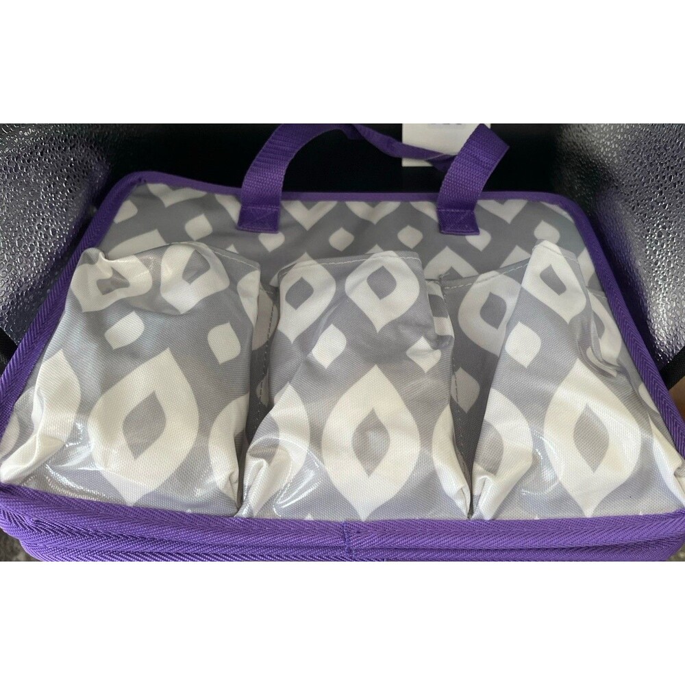 Mary Kay purple & Silver tote bag Travel Makeup Keeper Cosmetic 10”Hx 12W 5”D